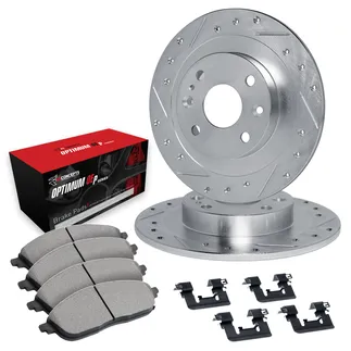 R1 Concepts WGUH1-74007 Brake Rotors - D/S - Silver W/ Optimum Oe Pads & Hdw